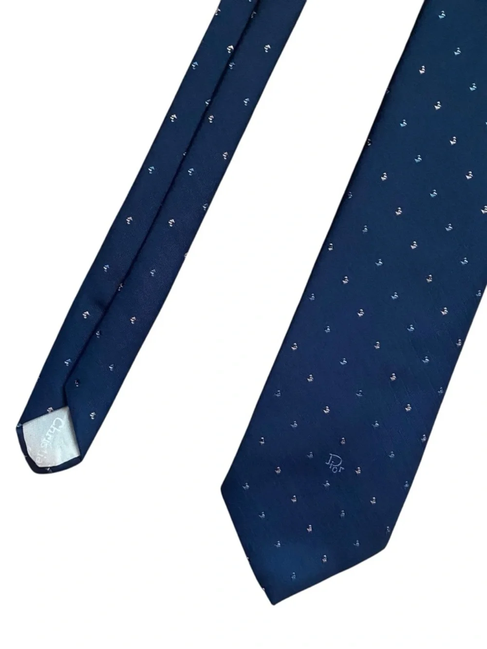 Vintage Christian Dior Navy Sailboat Nautical Classic Logo Neck Tie 3